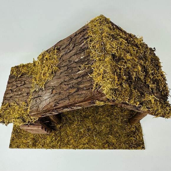 Vintage DiGiovanni Christmas Creche Holiday Nativity Stable Wood Moss Accent - Picture 3 of 15